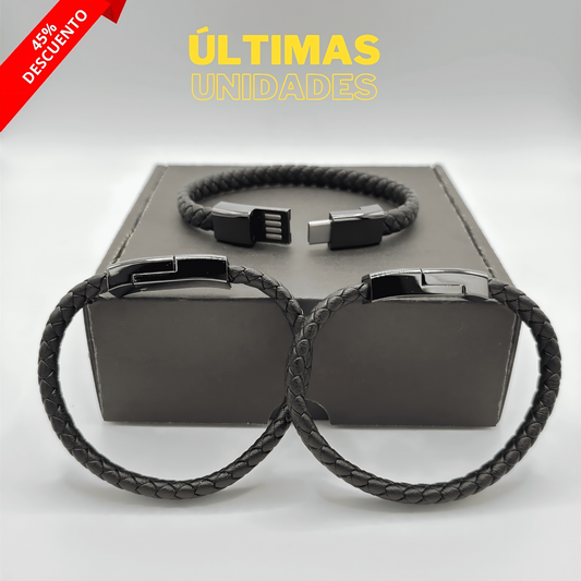 Pulsera cargador en cuero negro (Oferta 3x1)