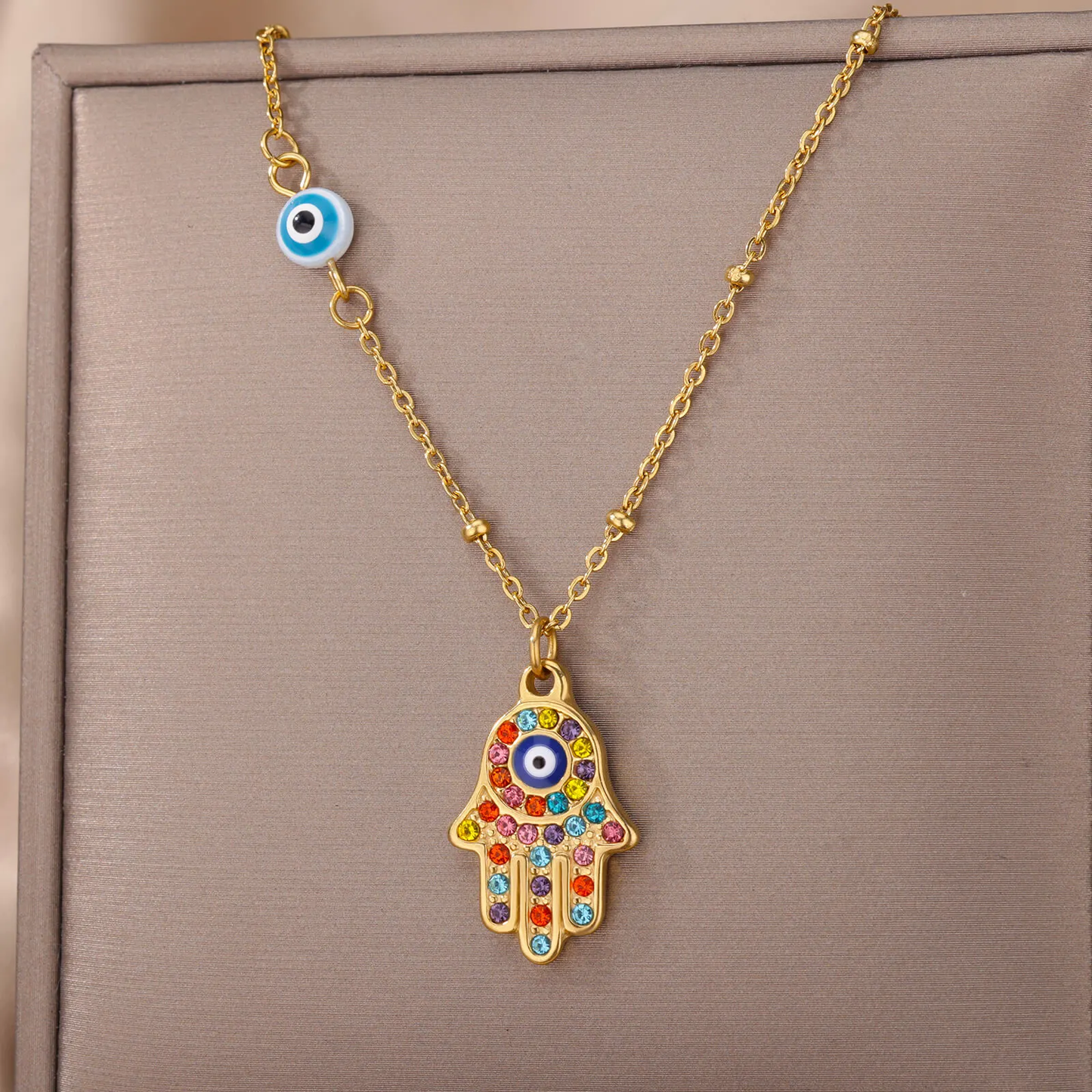 Collar mano de Hamsa y ojo turco