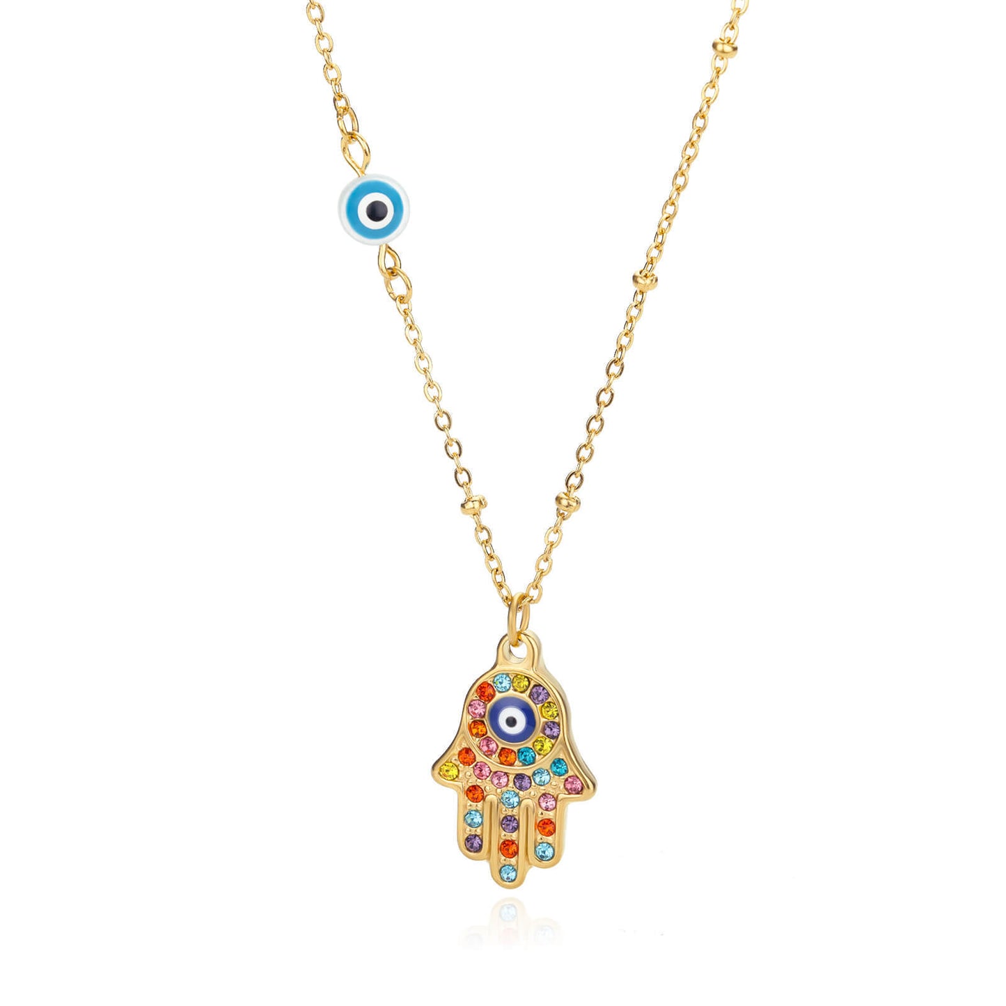 Collar mano de Hamsa y ojo turco