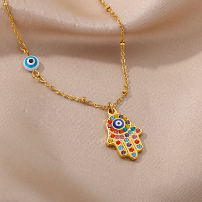 Collar mano de Hamsa y ojo turco